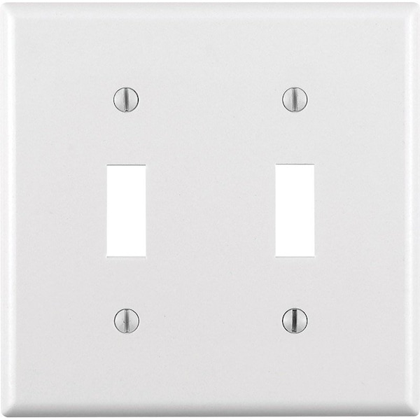 Leviton White 2 gang Thermoset Plastic Toggle Wall Plate 88009000 Zoro